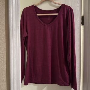 Woolx Women’s Berry Long Sleeve V-neck Merino Wool Base Layer Size XL Like New